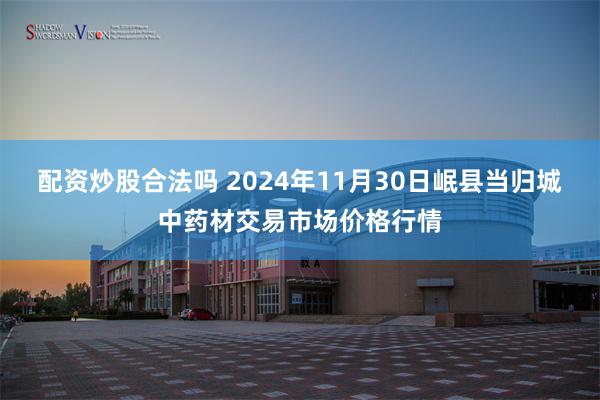 配资炒股合法吗 2024年11月30日岷县当归城中药材交易市场价格行情