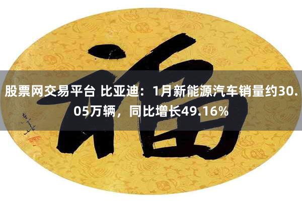 股票网交易平台 比亚迪：1月新能源汽车销量约30.05万辆，同比增长49.16%